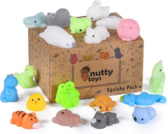 Nutty Toys Mochi Squishies - 20 Soft & Cute Kawaii Squishy Animals, Top Classroom Prizes Bulk Dea... | Amazon (US)