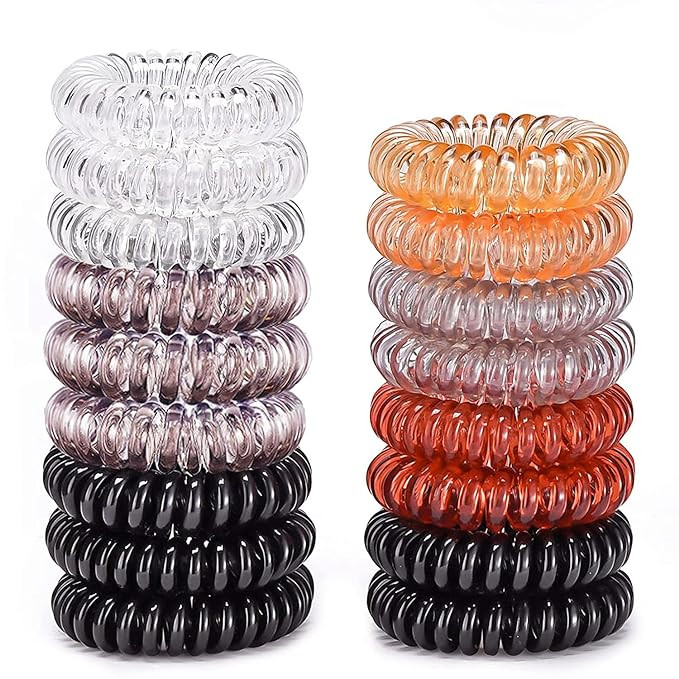 Hair Ties, 17 Pack Spiral Coils for Thick and Thin Hair - No Crease Ponytail Holders for Women an... | Amazon (US)