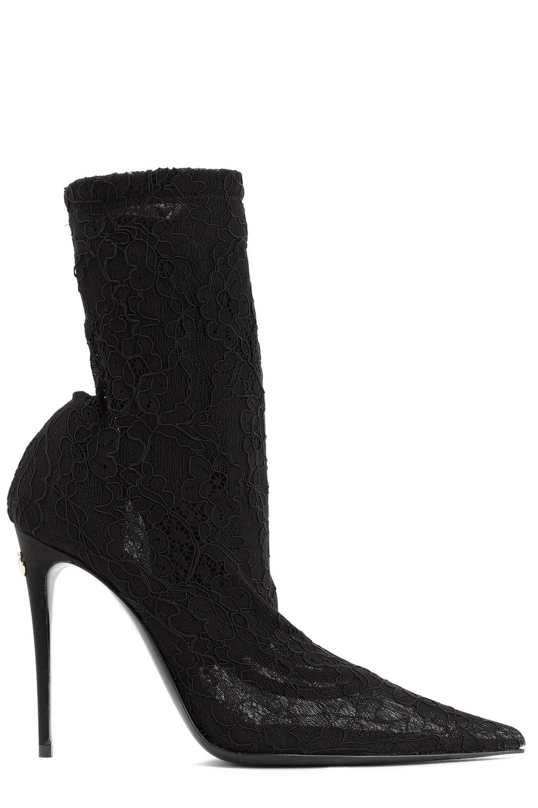 Dolce & Gabbana Pointed Toe Lace-Detailed Heeled Boots | Cettire Global