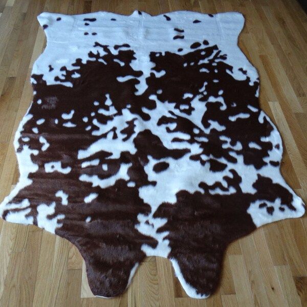 Cow hide Brown and White Acrylic Fur Rug (5'x7') | Bed Bath & Beyond