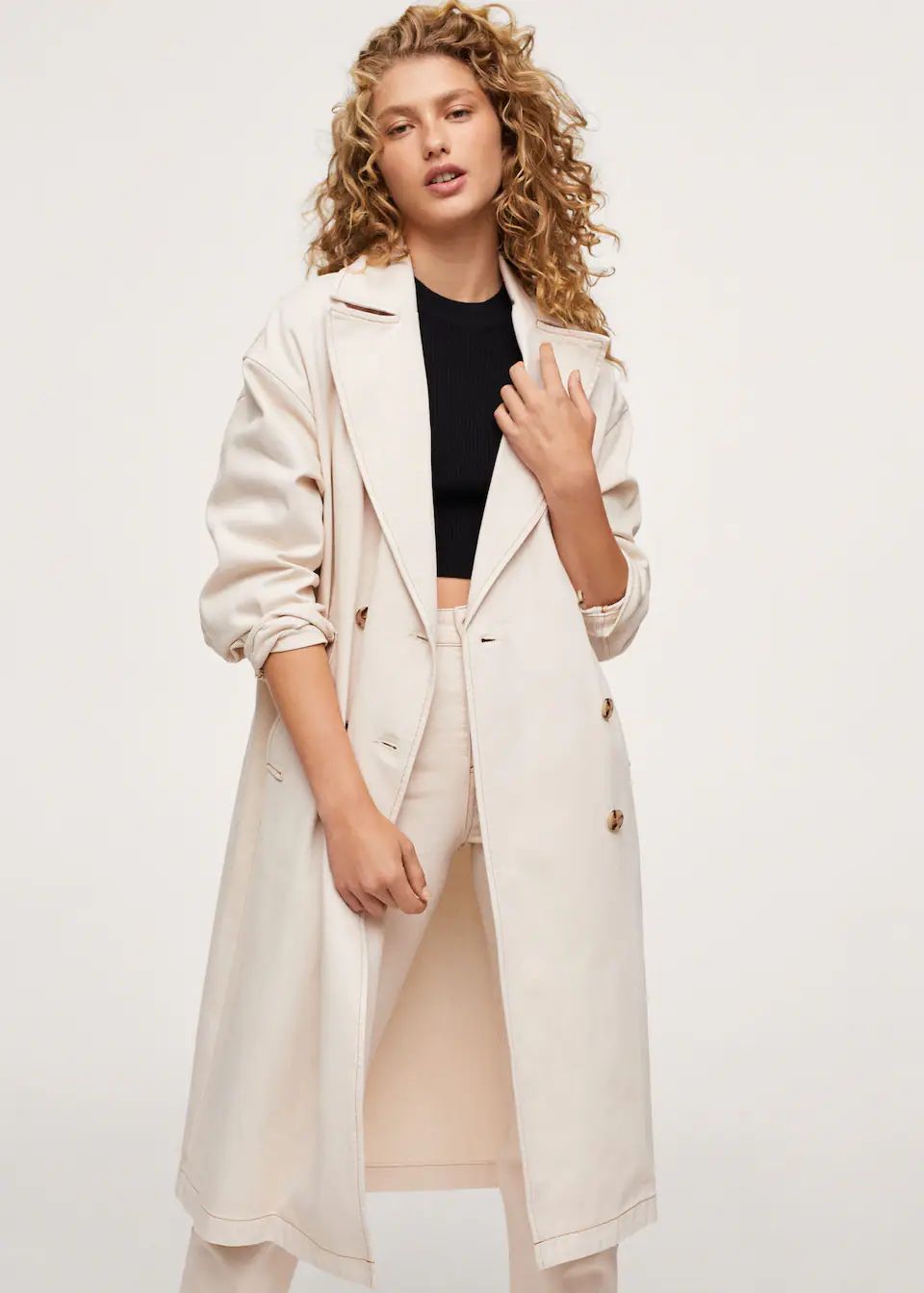 Double breasted denim trench | MANGO (US)