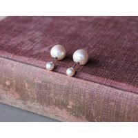Handmade Double Sided Pearl Stud Earrings Sterling Silver Screw Back | Etsy (US)