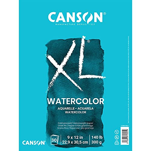 Canson XL Series Watercolor Pad, Heavyweight White Paper, Foldover Binding, 30 Sheets, 9x12 inch | Amazon (US)