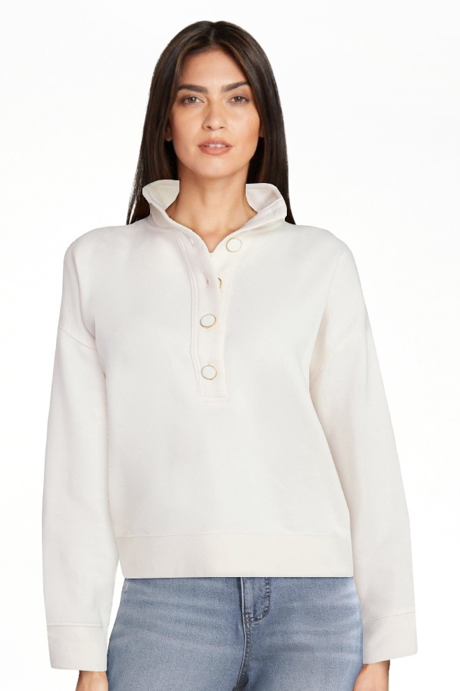 Time and Tru Women's Quarter Button Fleece Top with Long Sleeves, Size XS-XXXL | Walmart (US)