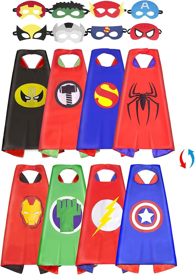 Superhero Capes for Kids: Superhero Dress Up Costume Double Satin Capes and Mask Superhero Toys f... | Amazon (US)