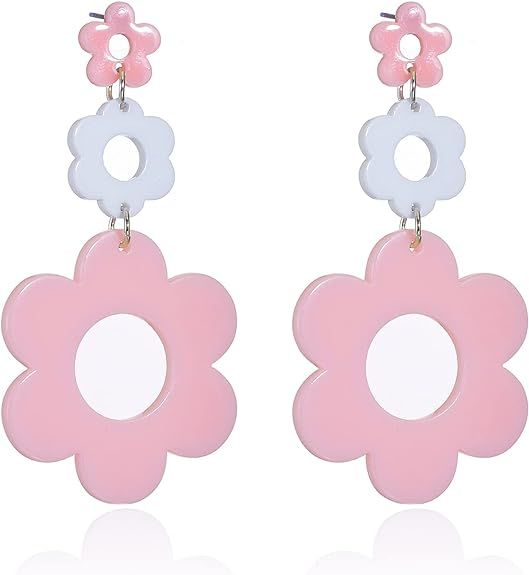 Flower Earrings for Women Dangling Daisy Earrings Sakura Earrings Sunflower Floral Earrings Acryl... | Amazon (US)