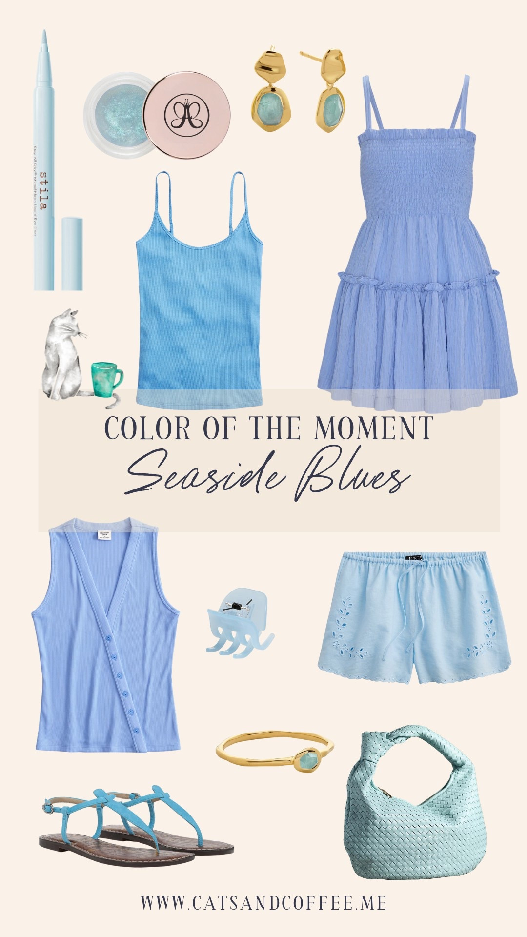 Color of the Moment: Seaside Blues 💙 Soft, summery, and endlessly wearable — this mix of sky blue, aquamarine, and cornflower tones is giving coastal cool. From a light blue Hill House Nap Dress and laid-back tanks to aquamarine jewelry, woven accessories, and soft makeup, these pieces are perfect for casual summer outfits, vacay fits, or just adding a pop of color to your everyday look. Featuring favorites from Hill House, J.Crew, Abercrombie, Monica Vinader & more.

#LTKSeasonal #LTKTravel #LTKSummerEdit