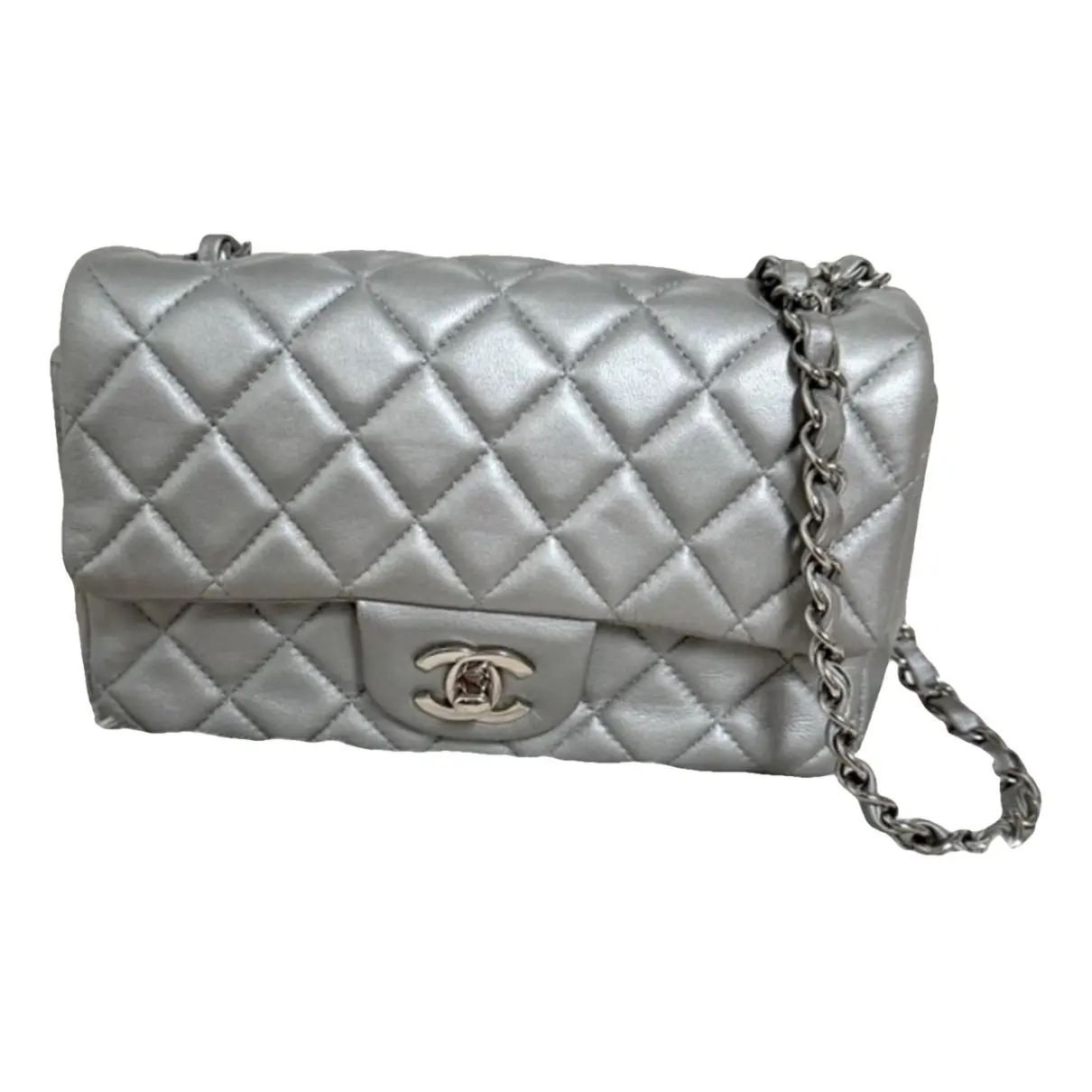 Trendy cc flap leather handbag Chanel Silver in Leather - 43203101 | Vestiaire Collective (Global)