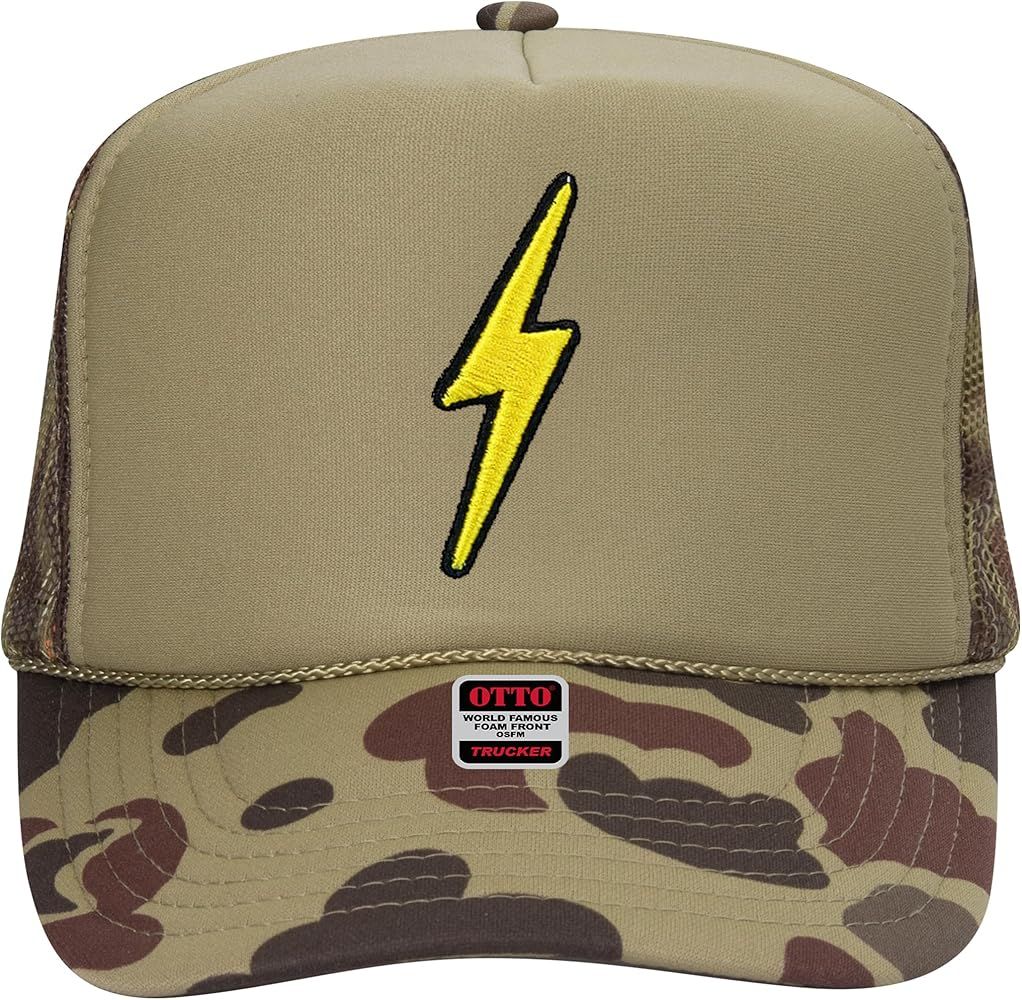 Lightning Bolt Embroidered Patch Trucker Hat - Trendy Vintage Cowboy Country Camo Fishing Hunting... | Amazon (US)