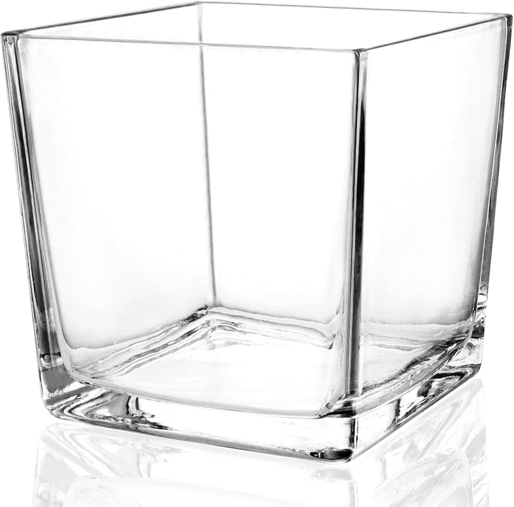 Comrzor 1 Pack Square Glass Vase 6" x 6" x 6", Clear Flower Vase for Centerpieces, Candle Holder ... | Amazon (CA)