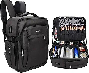 Relavel Makeup Backpack, Professional Makeup Case Extra Large Travel Train Case Makeup Bag for Wo... | Amazon (US)