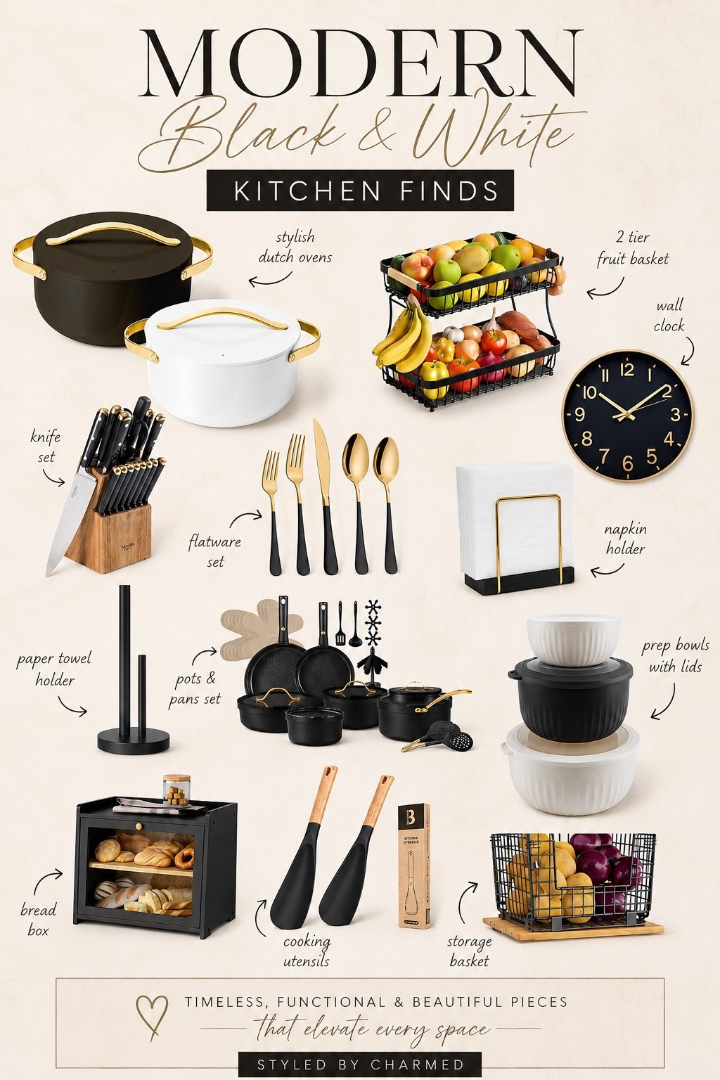 Your kitchen be one good set of pieces away from feeling REAL grown 😭🖤

These black, white & gold finds instantly make the space feel cleaner, elevated, and put together without doing too much. The little details really carry the whole vibe.

Everything linked on my LTK 🤍

#LTKHome #KitchenStyling #HomeDecorFinds #ModernKitchen #StyledByCharmed

#LTKmomlife #LTKHome #LTKSaleAlert
