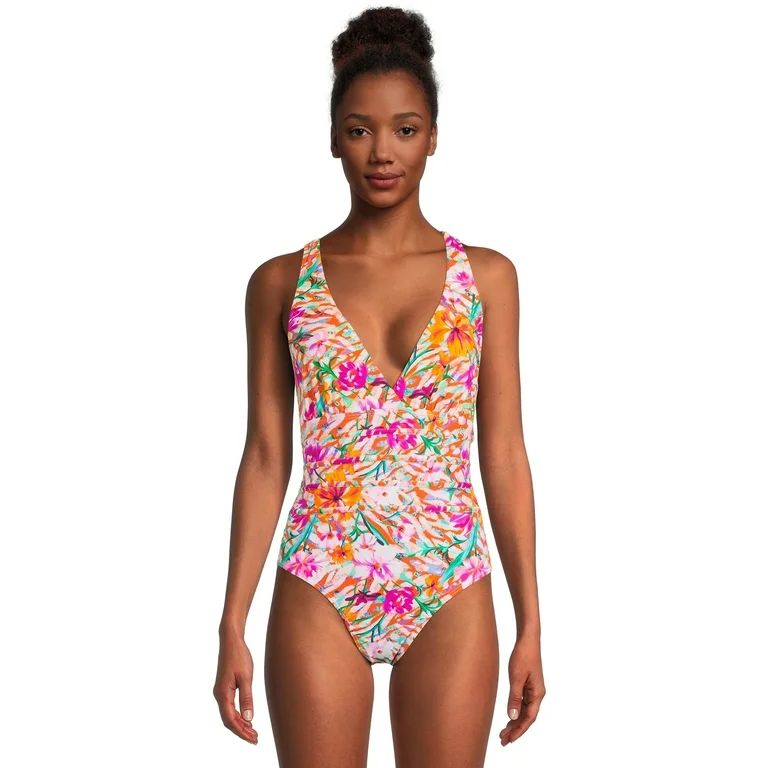 Catherine Malandrino Women's One Piece Plunge Swimsuit with Strappy Back | Walmart (US)