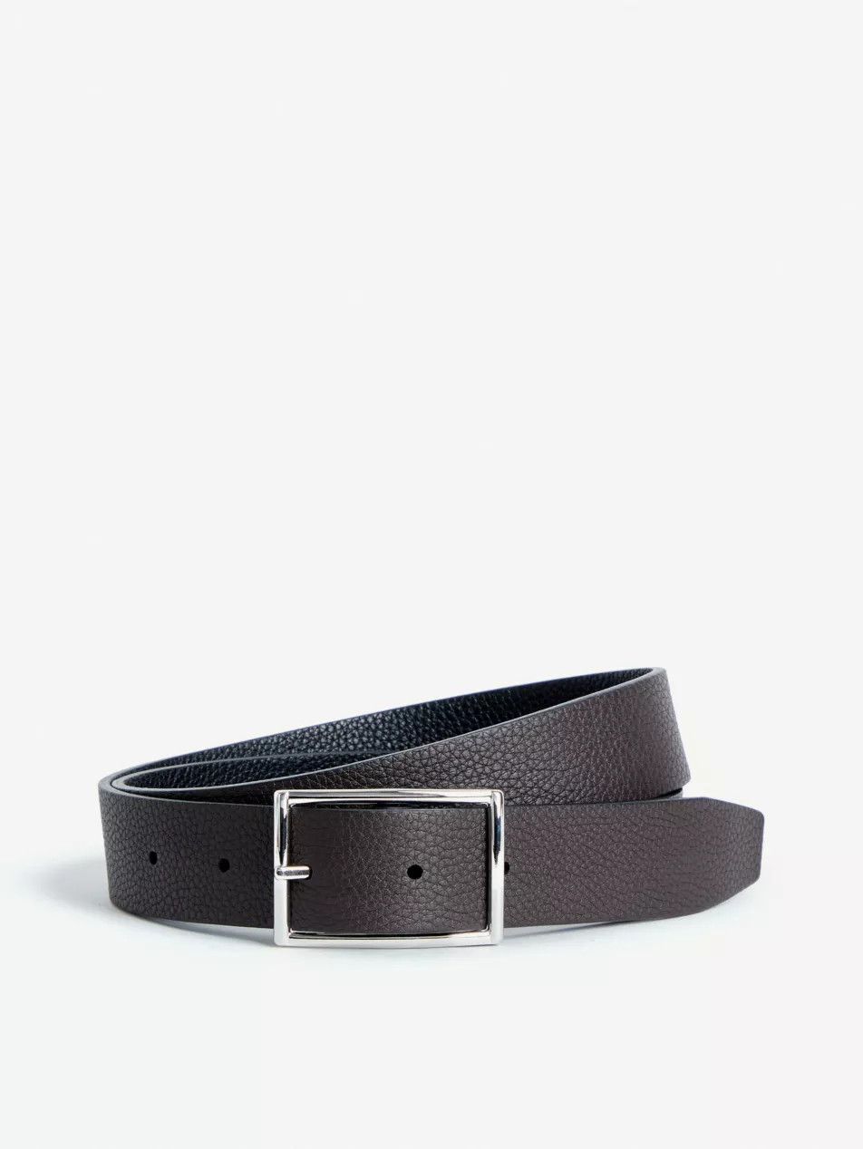 Grained leather reversible belt | Selfridges