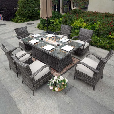 Ardala Skyla Rectangular 6 - Person 71.65'' Long Dining Set with Cushions | Wayfair North America