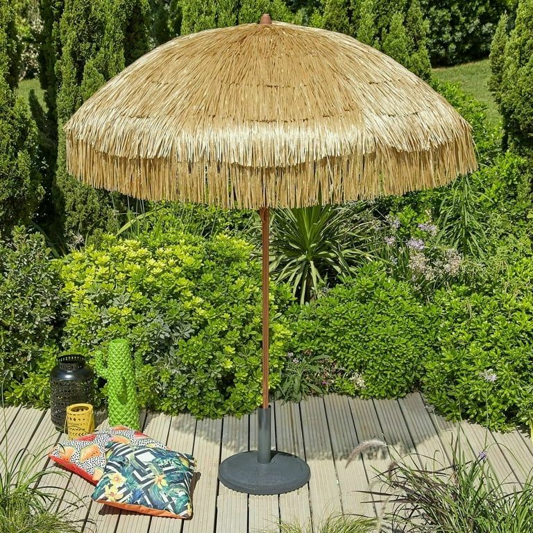 Mainstays 6 FT Thatch Tiki Tropical Beach Umbrella, Brown | Walmart (US)