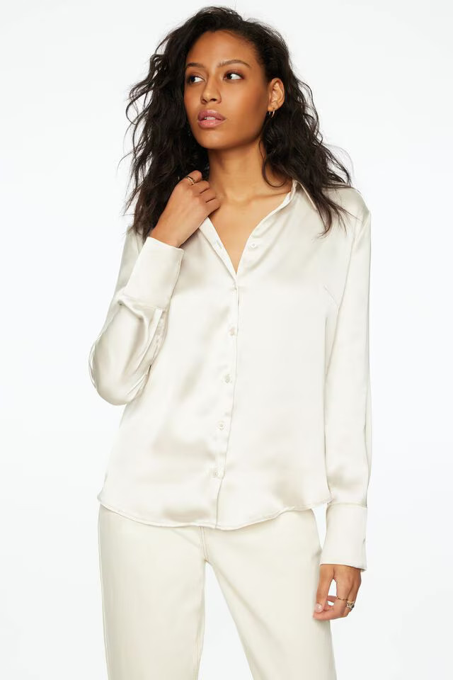 Slim Satin Button Down Shirt | Dynamite Clothing