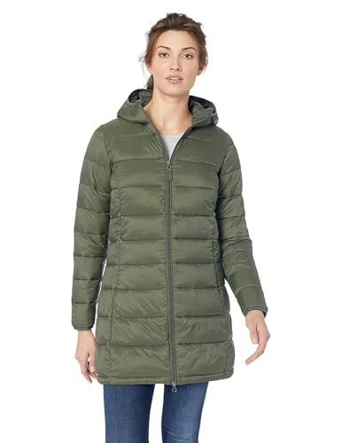 Amazon Essentials Women's Lightweight Water-Resistant Packable Hooded Puffer Coat (Available in Plus Size), Dark Olive, X-Large | Amazon (US)