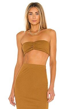Indah Scrunch Solid Pinch Front Bandeau Bra in Buck from Revolve.com | Revolve Clothing (Global)