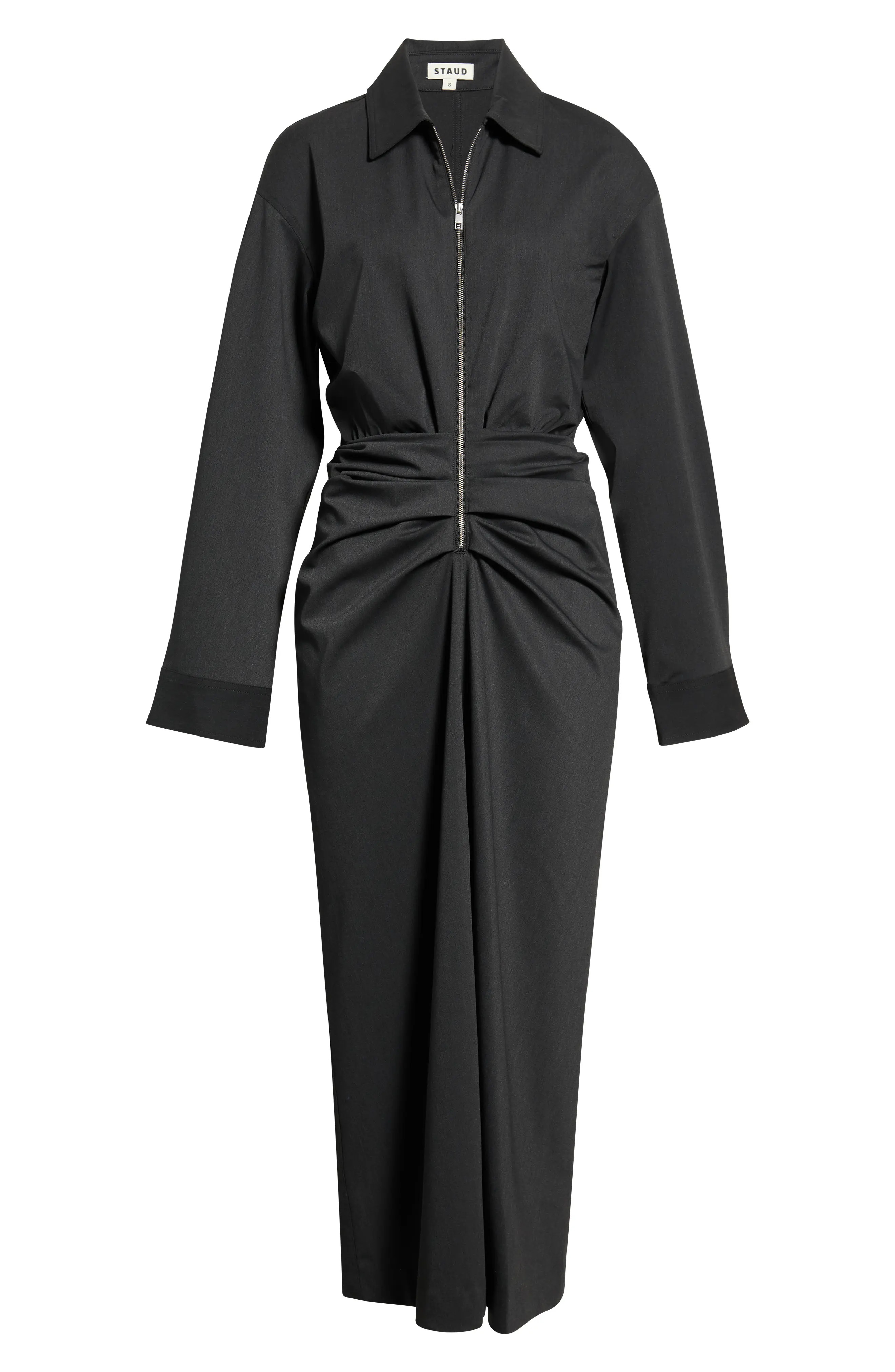 STAUD Adler Long Sleeve Shirtdress in Smoke at Nordstrom, Size X-Large | Nordstrom