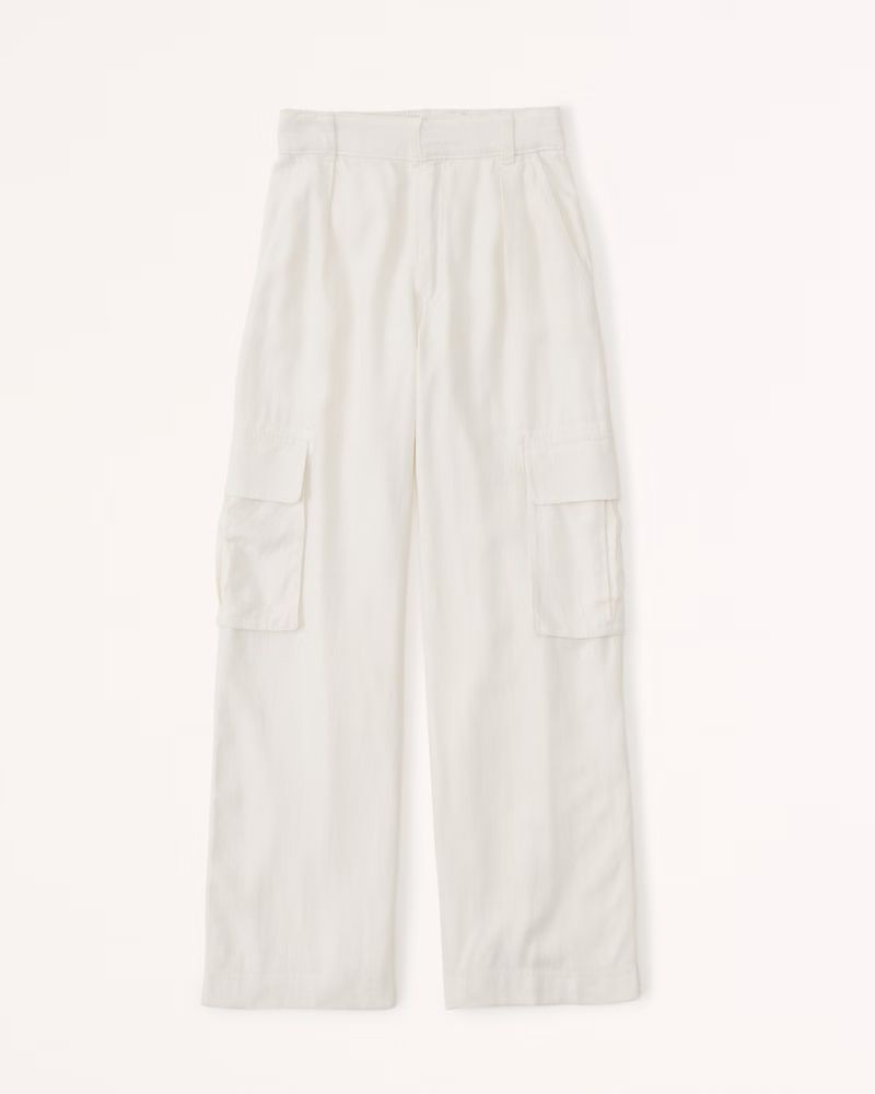 Linen-Blend Wide Leg Cargo Pants | Abercrombie & Fitch (US)