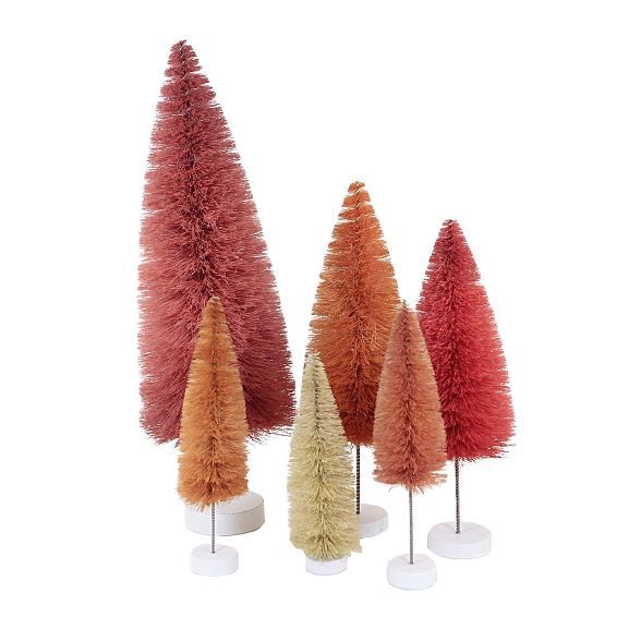 Christmas 16.0" Rainbow Tree Pink Set / 6 Putz  Village  Bottle Brush  -  Decorative Figurines | Target