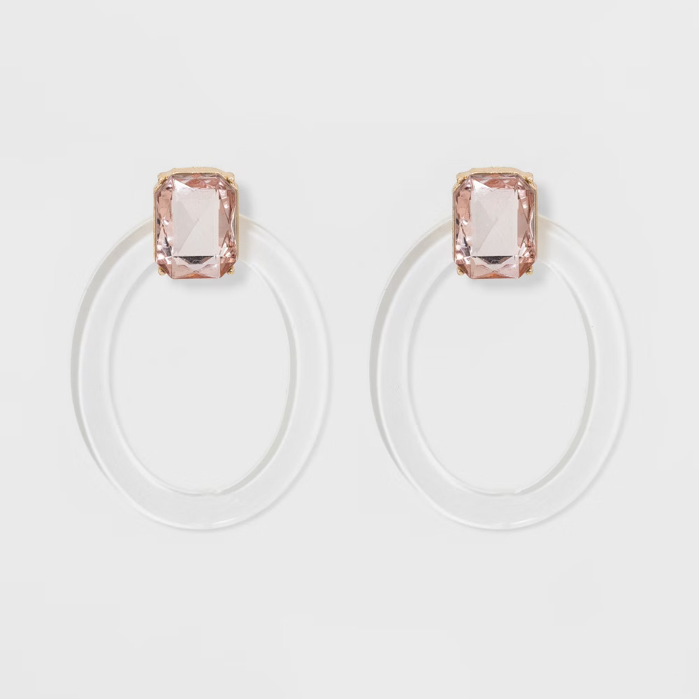 Sugarfix by BaubleBar Crystal Studs Resin Hoop Earrings - Blush Peach, Girl's | Target