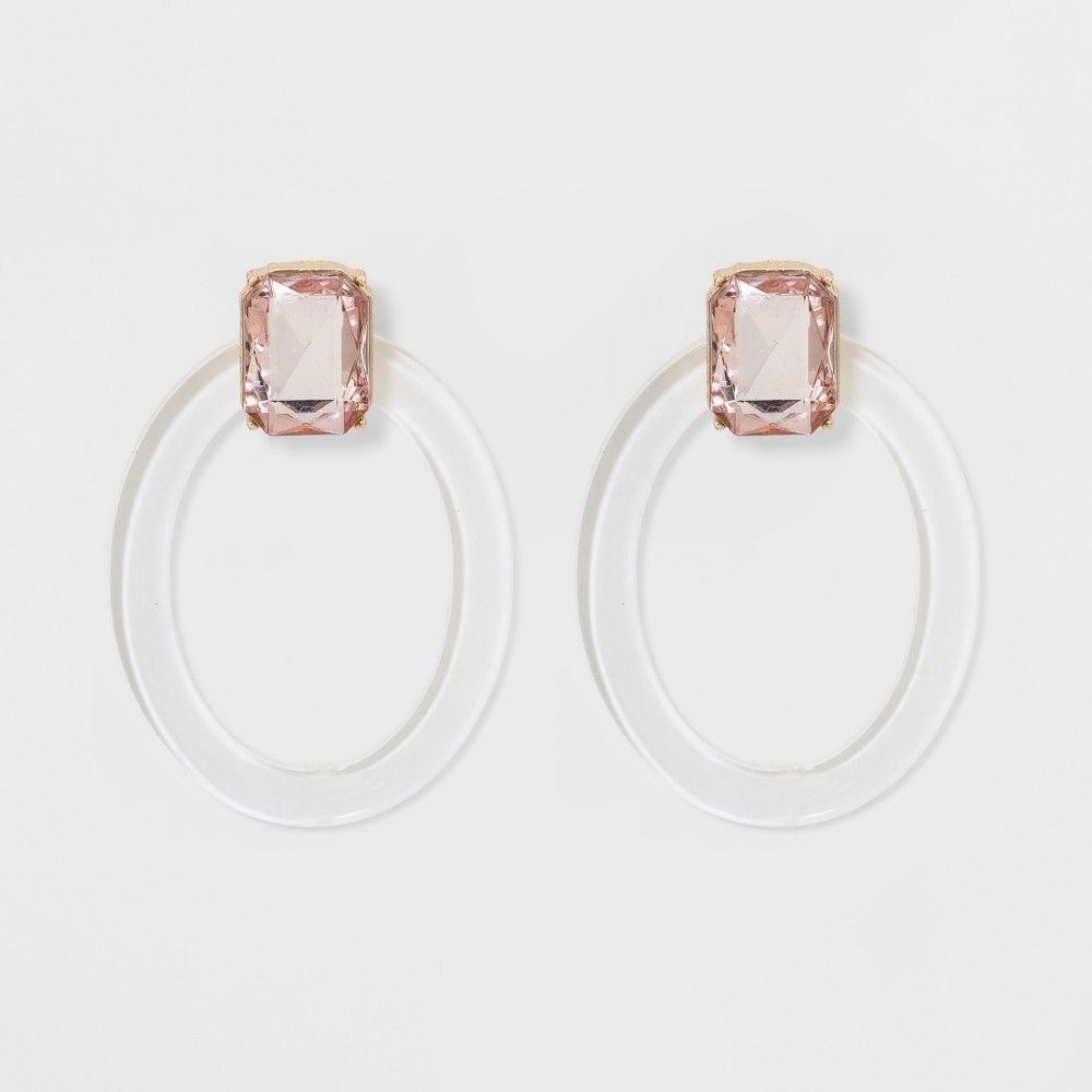 Sugarfix by BaubleBar Crystal Studs Resin Hoop Earrings - Blush Peach, Girl's | Target