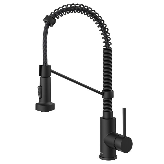 Kraus Bolden Matte Black 1-Handle Deck Mount Pull-Down Handle/Lever Kitchen Faucet Lowes.com | Lowe's