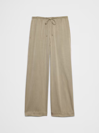 Wide-Leg Crinkled Satin Pull-On Pant | Banana Republic Factory