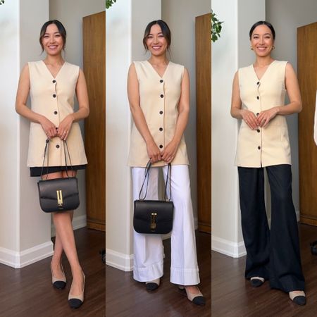 How to style a long vest 3 ways for spring 

Long vest - linked a few other long vest options 
Linen trousers - wearing xs during pregnancy but my true size is xxs or PP (petite petite)
White wide leg jeans - tts wearing petite length 
Tailored shorts size 0
Slingback heels - runs narrow & I sized up half a size! 

Casual outfits / travel outfit ideas / mini spring capsule / summer outfits / travel capsule 

#LTKSeasonal #LTKstyletip