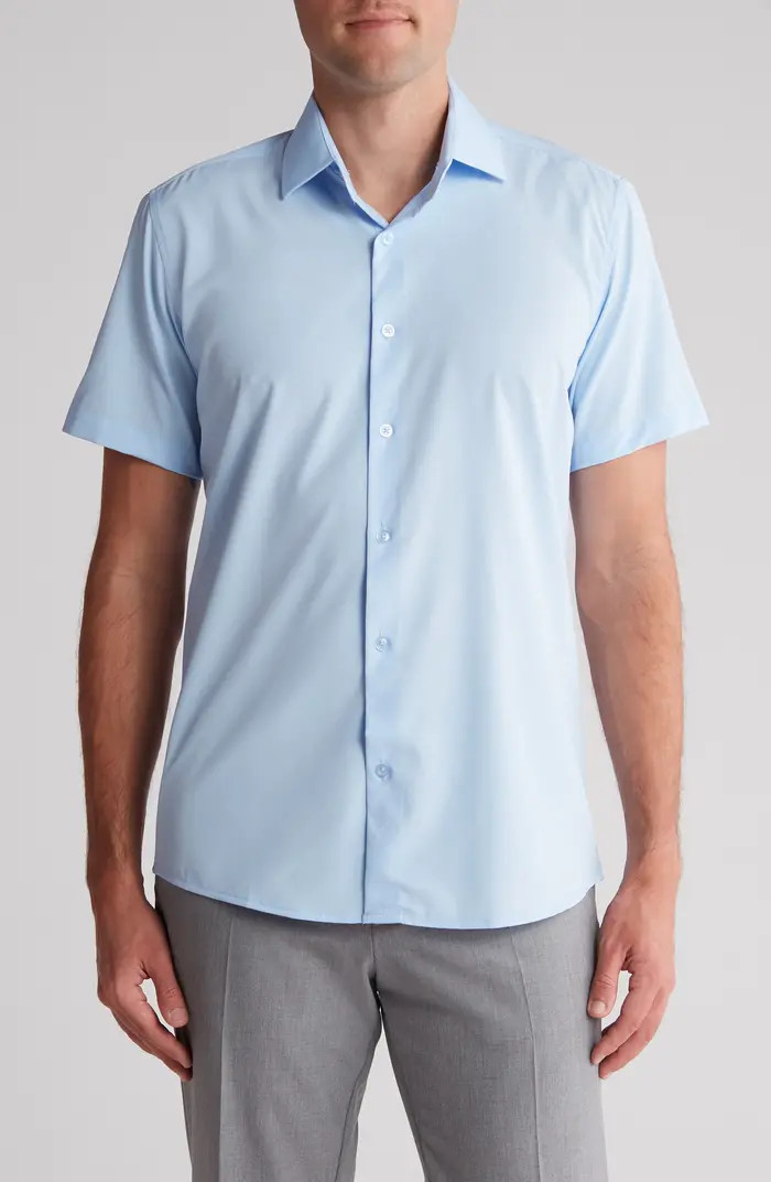 TOM BAINE Slim Fit Performance Short Sleeve Button-Up Shirt | Nordstromrack | Nordstrom Rack