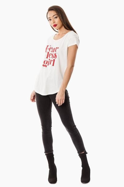 Fearless Girl Feminist Graphic Tee - White | Skylar Yoo