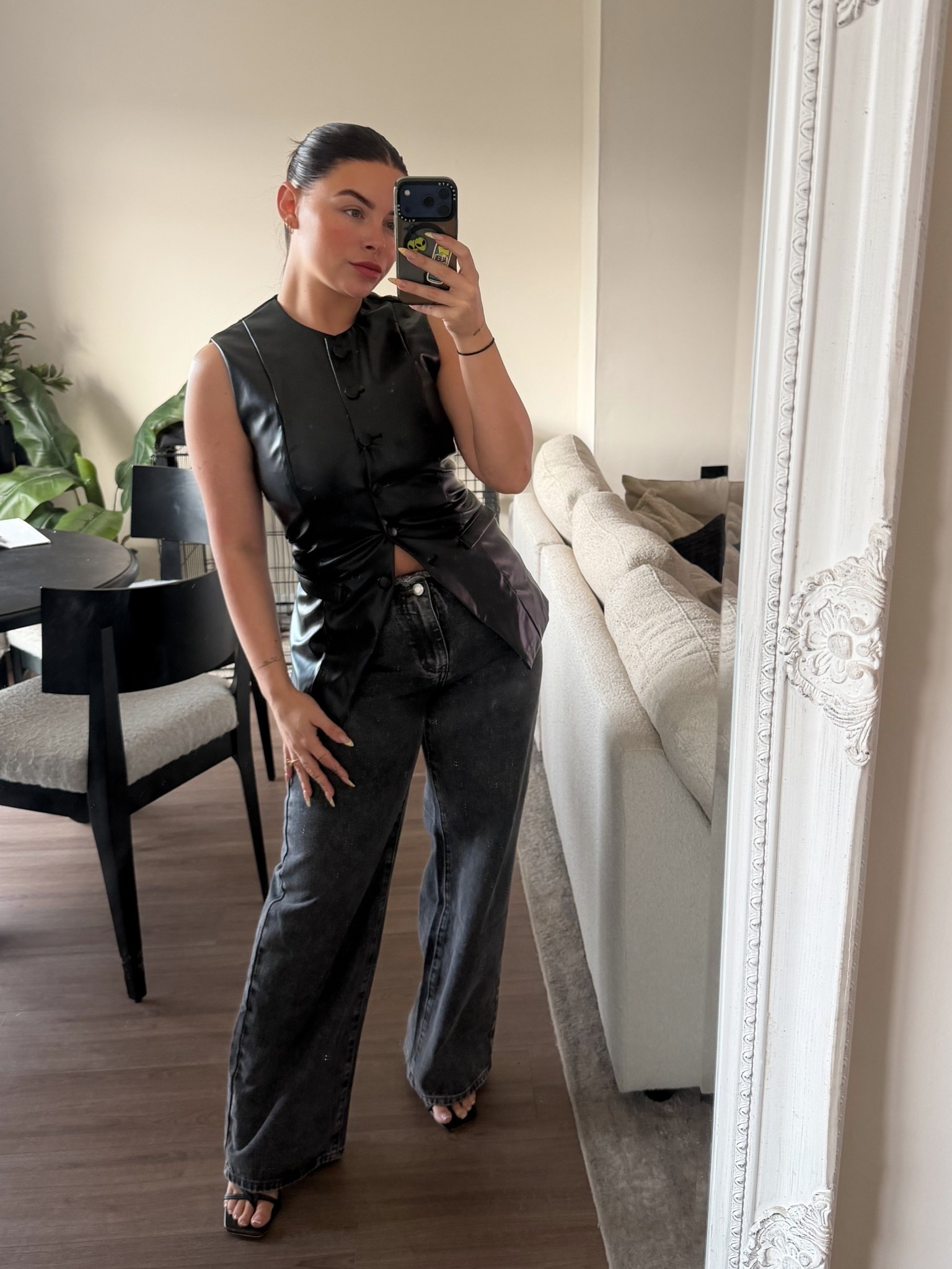 Leather + denim might be my new favorite combo 🖤 Paired this sleeveless faux leather top with wide-leg jeans and heels for an easy elevated look. Yay or nay? #LTKStyleTip #LTKFindsUnder100 #LTKDenim

#LTKspringtrends #LTKdatenight #LTKFashionMonth