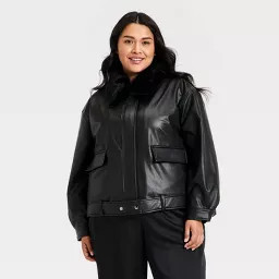 Women's Faux Leather Jacket - A New Day™ Black | Target