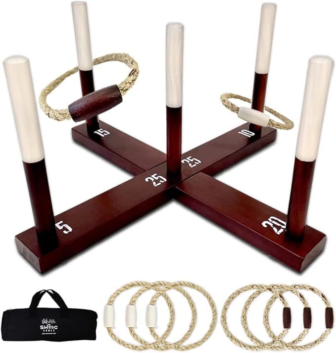 Amazon.com : SWOOC Games - Rustic Ring Toss Outdoor Game (All Weather) - 15+ Games Included - Vin... | Amazon (US)