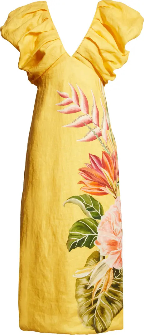 Spring Awakening Placed Floral Linen Dress | Nordstrom