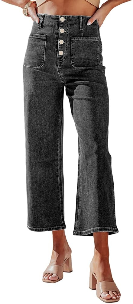 Sidefeel High Waisted Wide Leg Jeans Zimbaplatinum Straight Leg Jeans, Loose | Amazon (US)