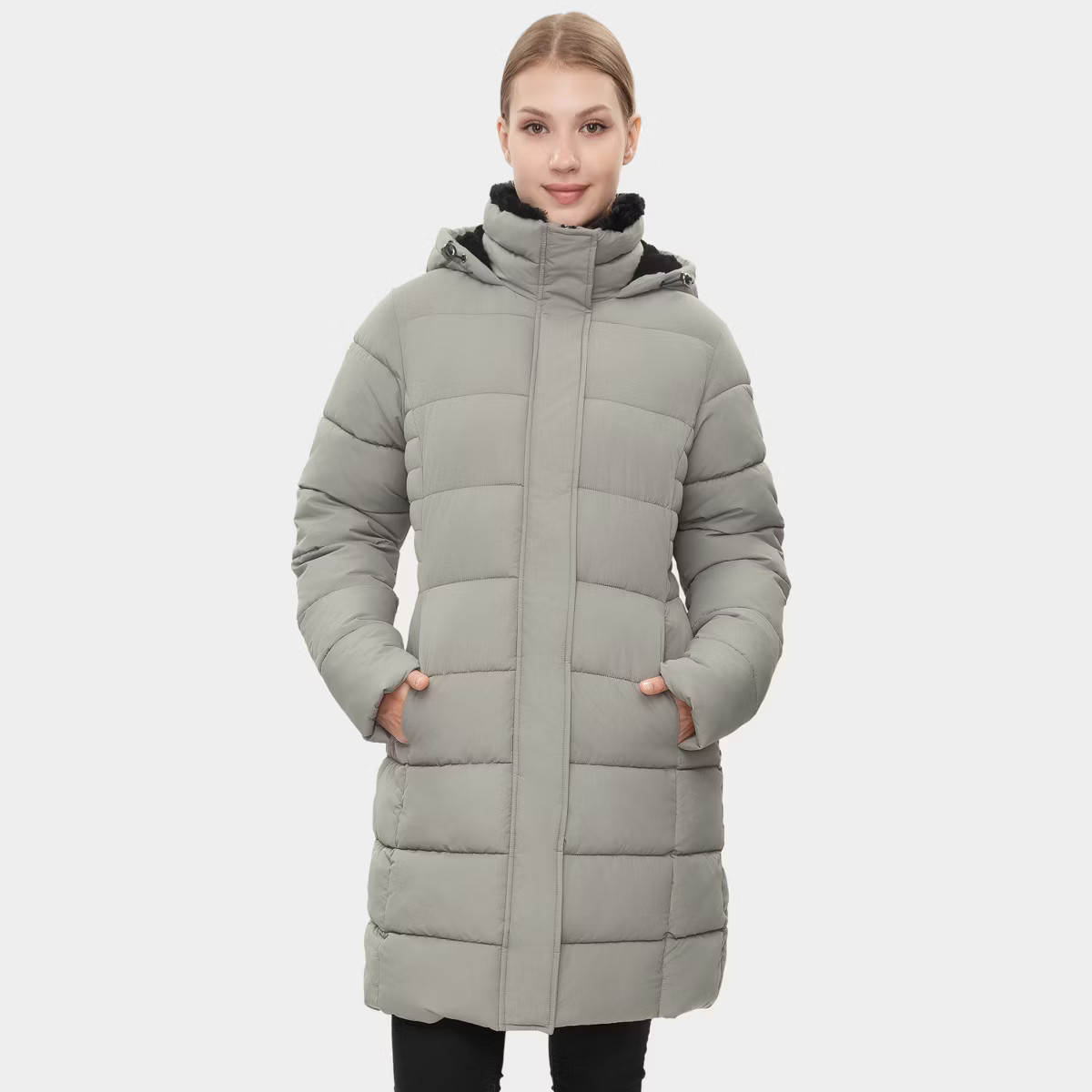 Rokka&Rolla Women's Insulated Long Winter Coat Fleece Hood Parka Jacket | Target