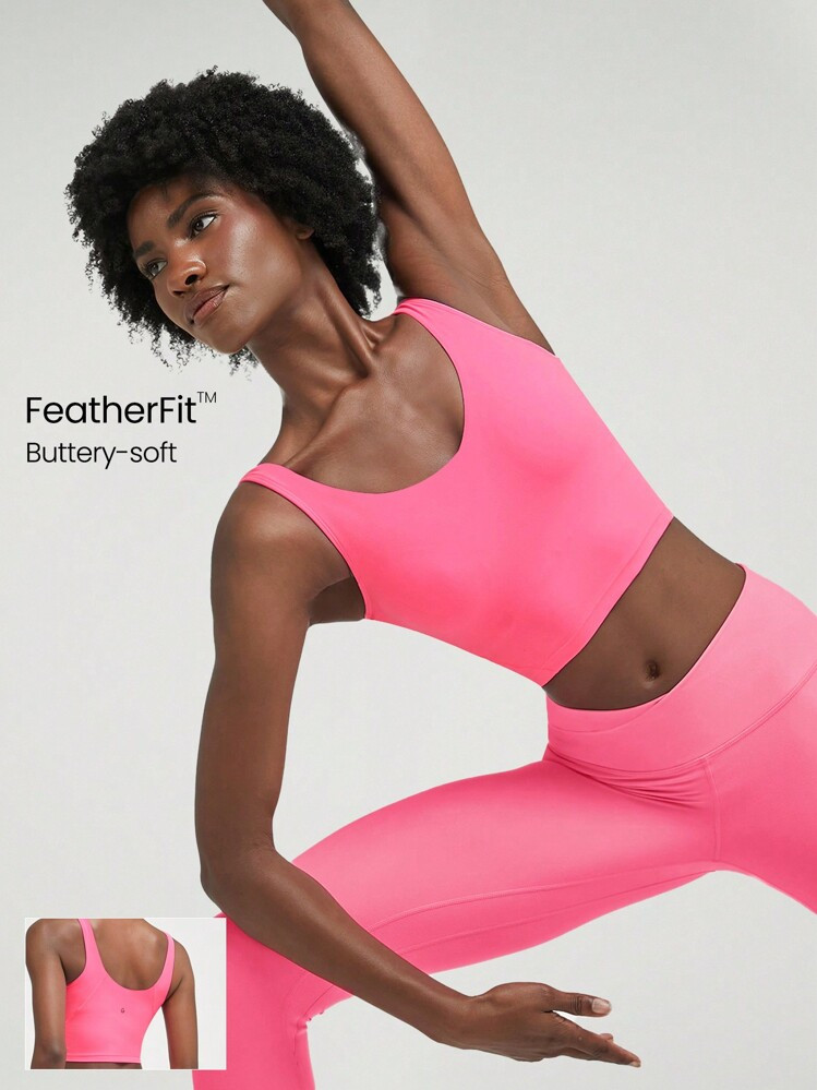 GLOWMODE FeatherFit™ U Back Cropped Active Tank Top Low Impact Yoga Daily | SHEIN