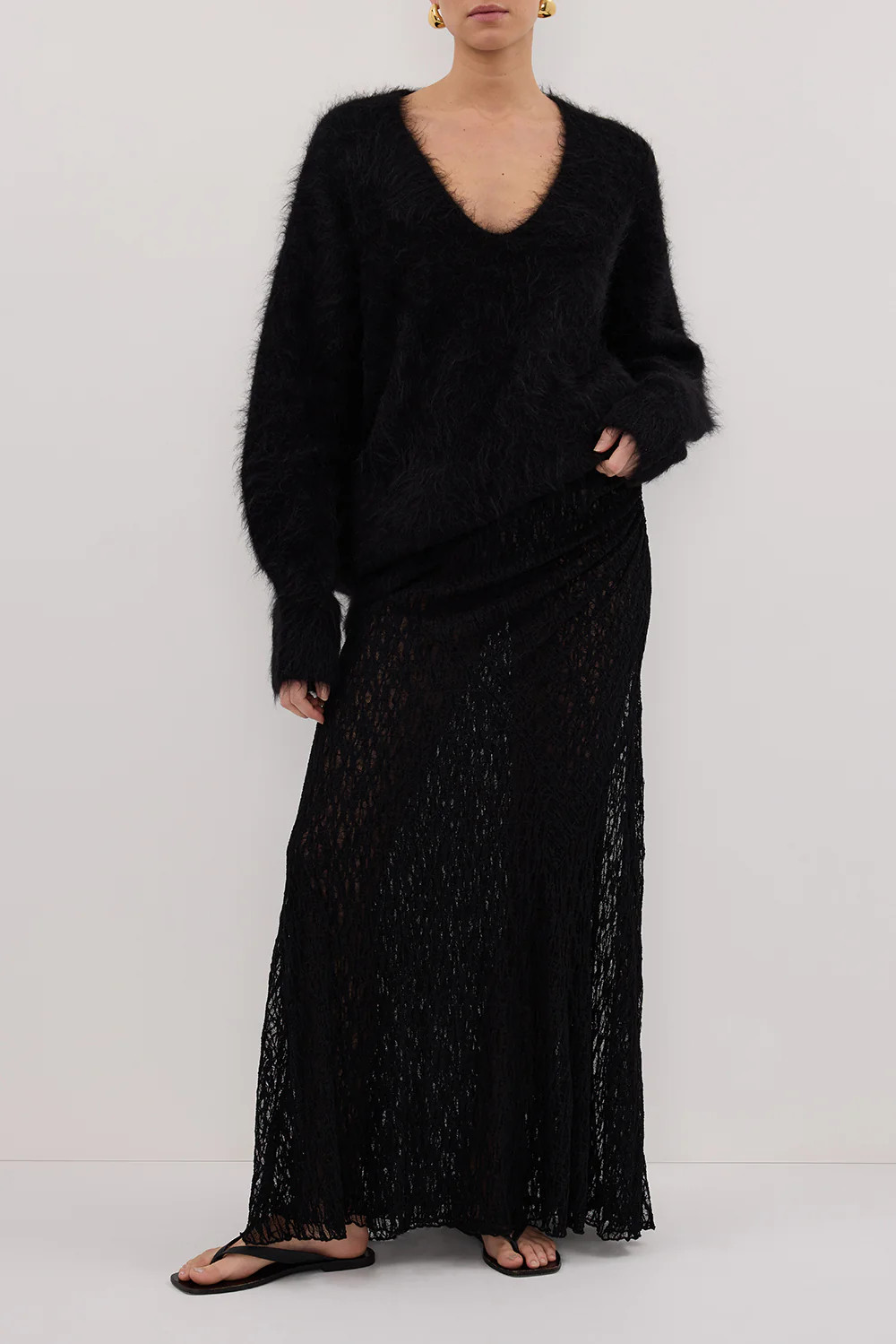 LIZZIE BLACK LAYERED LACE SKIRT | DISSH