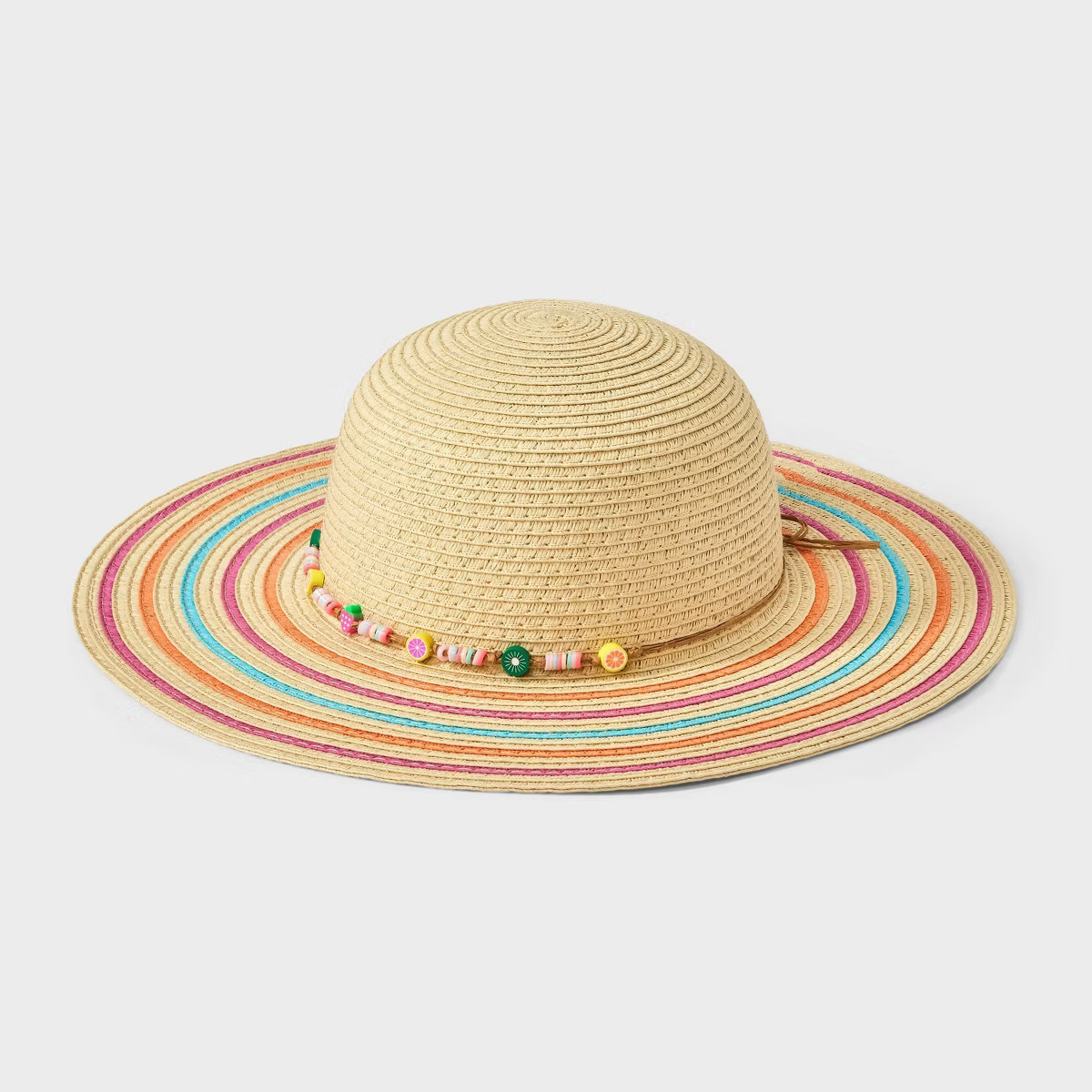 Girls' Paper Straw with Fruit Beads Floppy Sun Hat - Cat & Jack™️ | Target