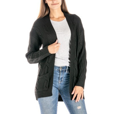Allthreads Women's Aspen Midweight Cable Knit Cardigan Black, Small | Target