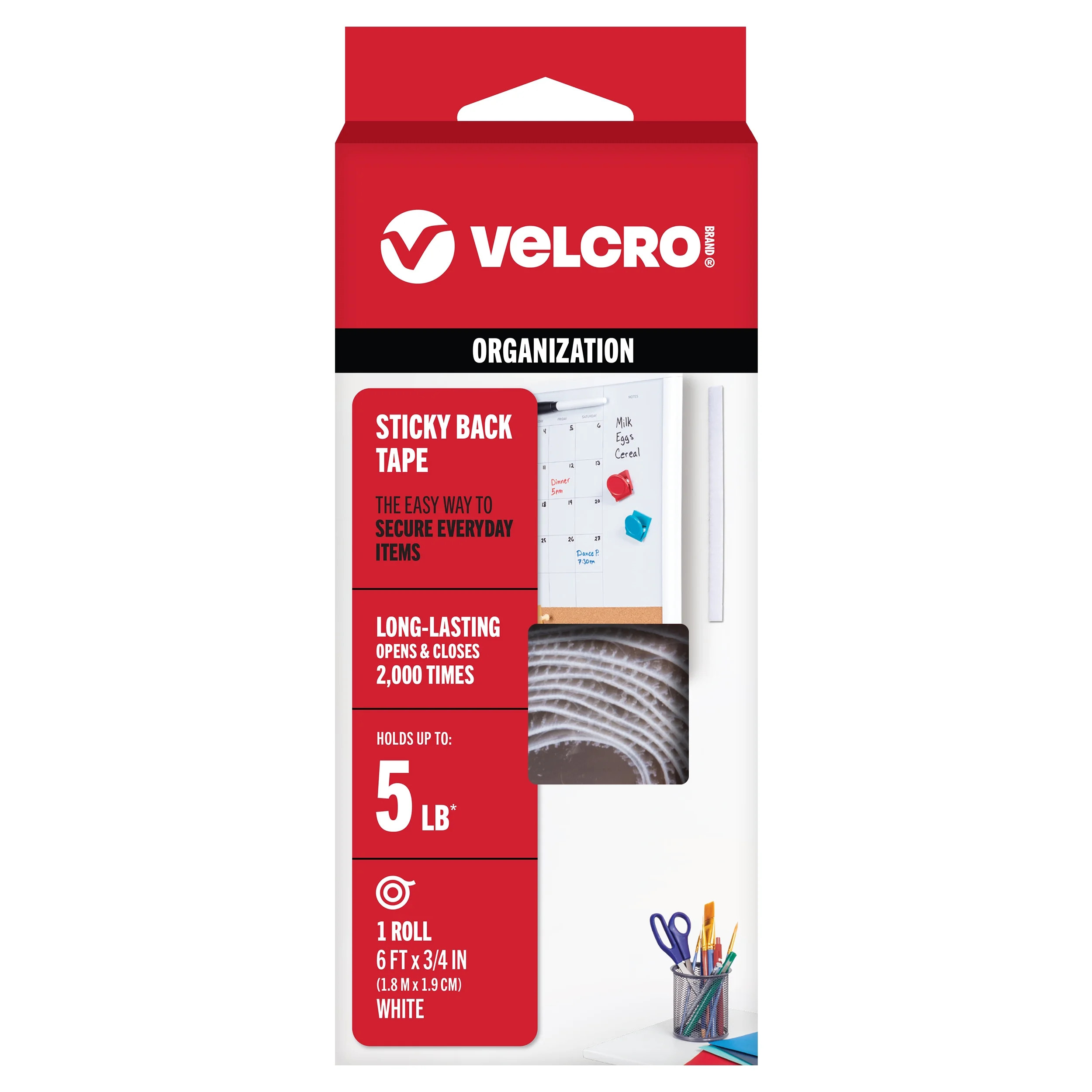 VELCRO Brand Sticky Back Roll | Classroom and Office Organization | White 6ft x 3/4" Roll of Tape | Walmart (US)
