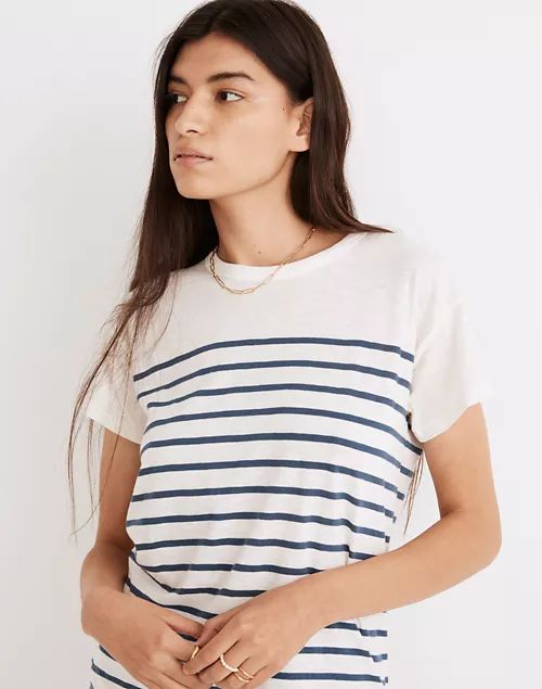 Whisper Cotton Rib-Crewneck Tee in Nautical Stripe | Madewell