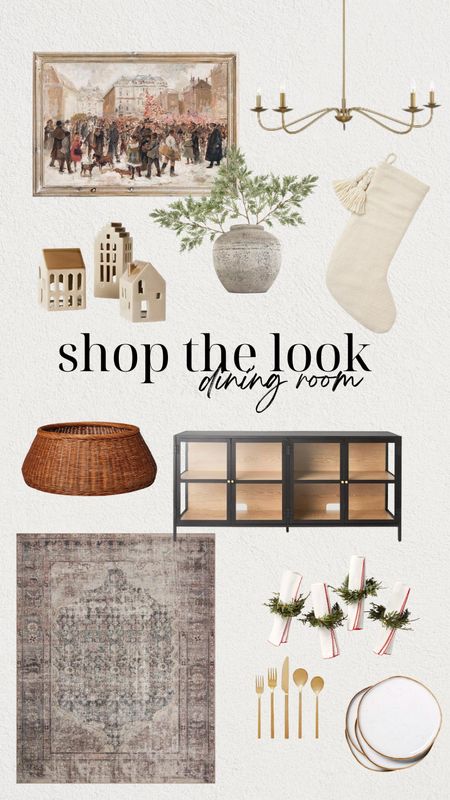 Decor details for the holiday dining room styling featuring target Christmas decor, Etsy art downloads, and loloi rug from wayfair 

#LTKstyletip #LTKhome #LTKHoliday