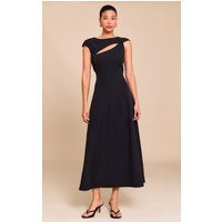 Black Asymmetric Cut Out Detail Midaxi Dress | PrettyLittleThing US