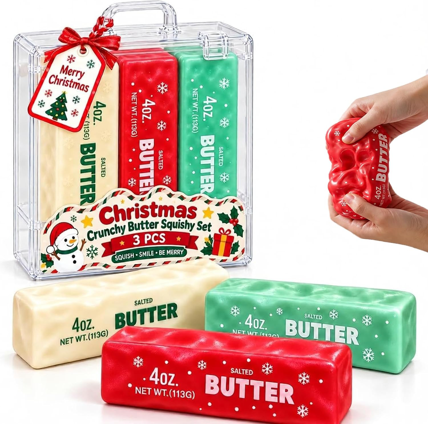 Christmas Crunchy Butter Squishy Toys,3pcs Crunchy Squishy Pack Fidget Toys | Amazon (US)