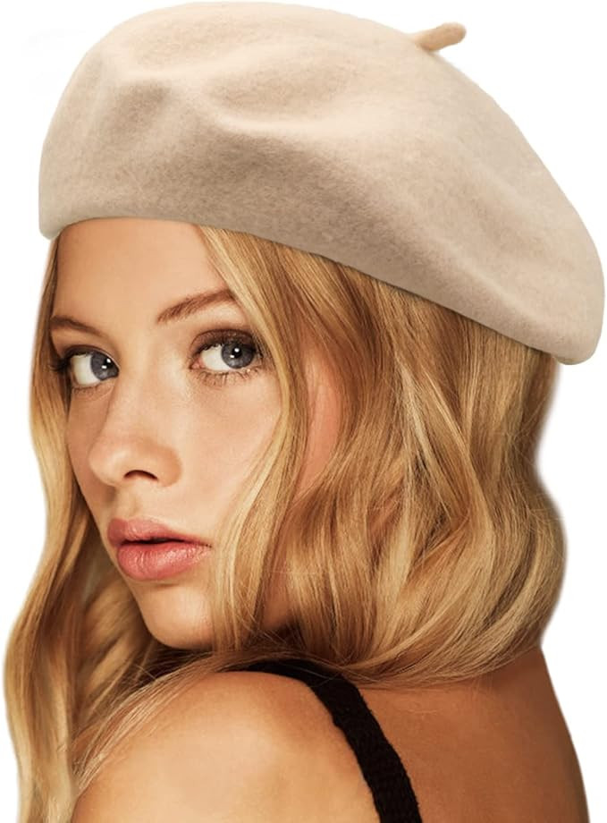 Wheebo Wool Beret Hat,Solid Color French Style Winter Warm Cap for Women Girls Lady | Amazon (US)