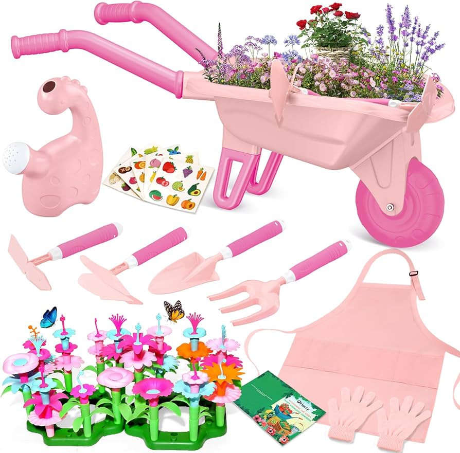 16Pcs Kids Gardening Tools Outdoor Toys Set Backyard Play with 93 PCS DIY Kids Flower Garden Buil... | Amazon (US)
